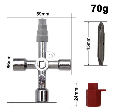 Lot de 2 Clés croix multifonctionnel pour coffret de commande