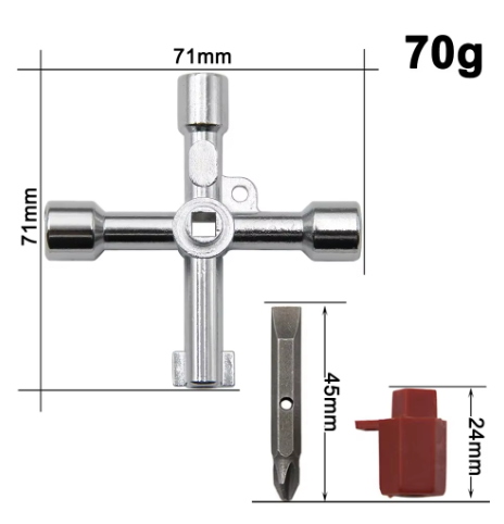 Lot de 2 Clés croix multifonctionnel pour coffret de commande